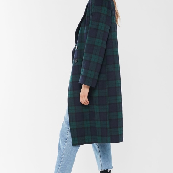 Avec Les Filles Plaid Coat in Green and Blue - Picture 3 of 6